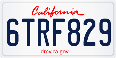 CA license plate 6TRF829