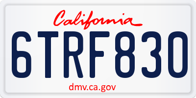 CA license plate 6TRF830