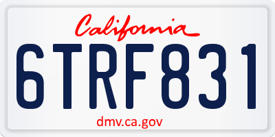 CA license plate 6TRF831