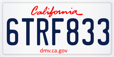 CA license plate 6TRF833