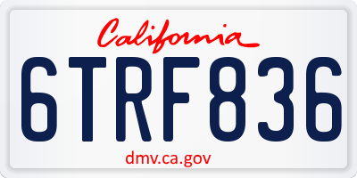 CA license plate 6TRF836