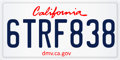 CA license plate 6TRF838