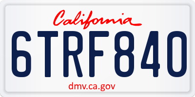 CA license plate 6TRF840