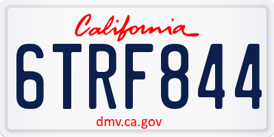 CA license plate 6TRF844