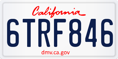 CA license plate 6TRF846