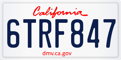 CA license plate 6TRF847