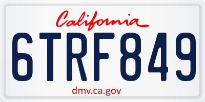 CA license plate 6TRF849
