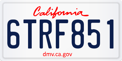 CA license plate 6TRF851