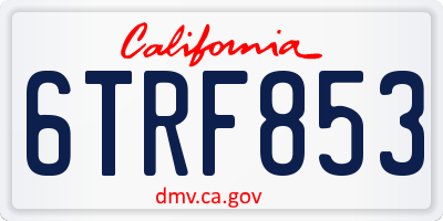 CA license plate 6TRF853