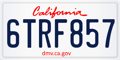 CA license plate 6TRF857