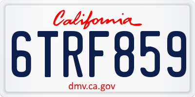 CA license plate 6TRF859