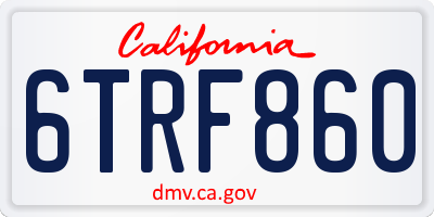 CA license plate 6TRF860