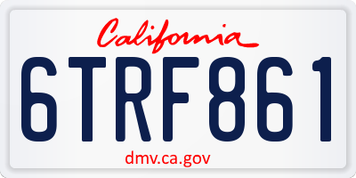 CA license plate 6TRF861
