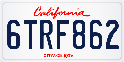 CA license plate 6TRF862