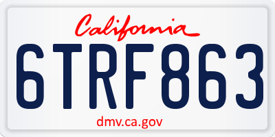 CA license plate 6TRF863