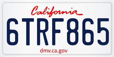 CA license plate 6TRF865