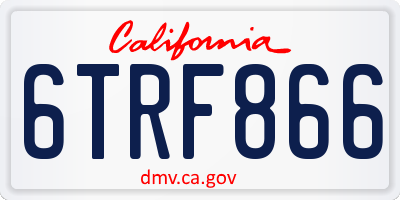 CA license plate 6TRF866