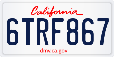 CA license plate 6TRF867