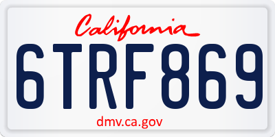 CA license plate 6TRF869