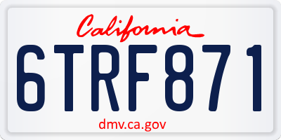 CA license plate 6TRF871