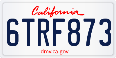 CA license plate 6TRF873