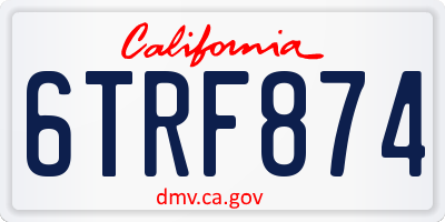 CA license plate 6TRF874