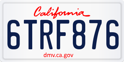 CA license plate 6TRF876