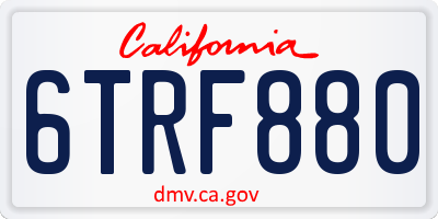 CA license plate 6TRF880