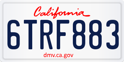 CA license plate 6TRF883