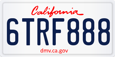 CA license plate 6TRF888