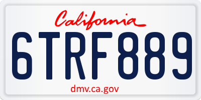 CA license plate 6TRF889