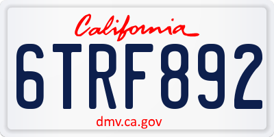 CA license plate 6TRF892