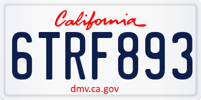CA license plate 6TRF893