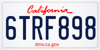 CA license plate 6TRF898