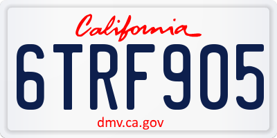 CA license plate 6TRF905