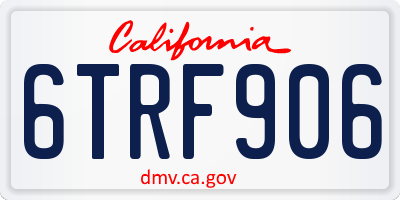 CA license plate 6TRF906