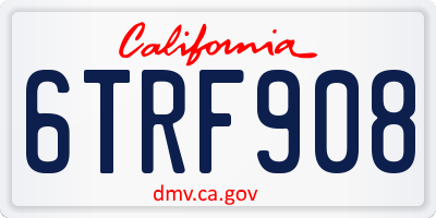 CA license plate 6TRF908