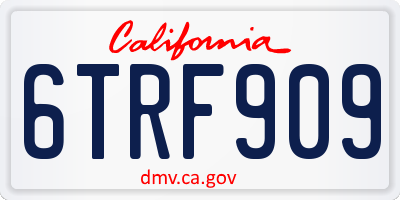 CA license plate 6TRF909