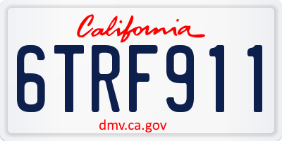 CA license plate 6TRF911