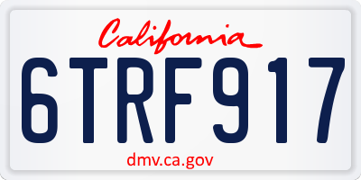 CA license plate 6TRF917