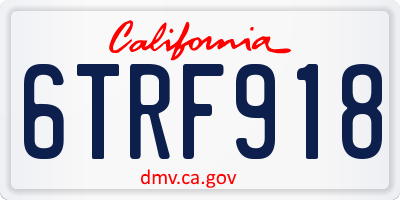 CA license plate 6TRF918
