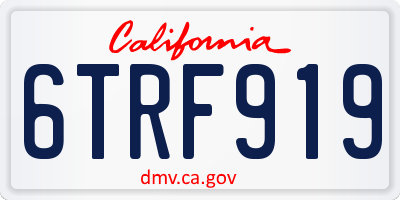 CA license plate 6TRF919