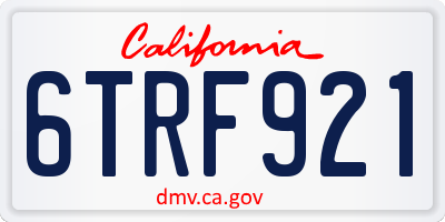 CA license plate 6TRF921