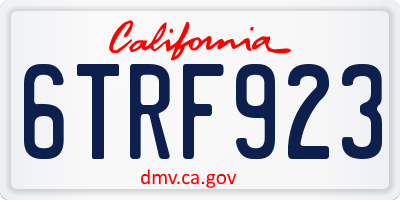 CA license plate 6TRF923