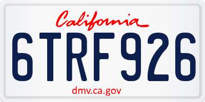 CA license plate 6TRF926