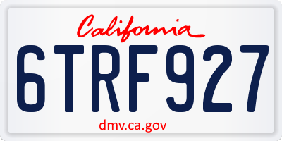 CA license plate 6TRF927