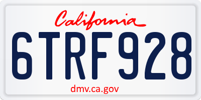 CA license plate 6TRF928