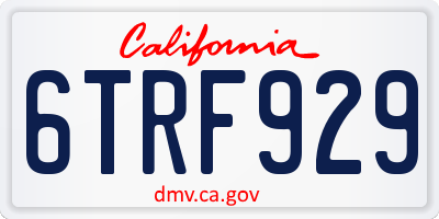 CA license plate 6TRF929