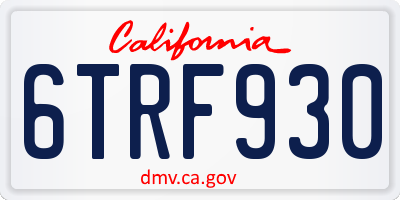 CA license plate 6TRF930