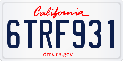CA license plate 6TRF931